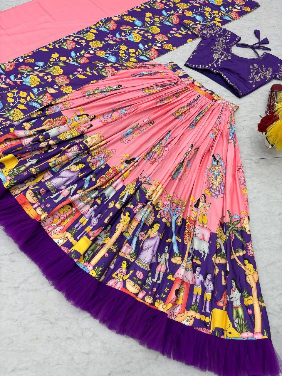 Launching Kalamkari PC 537 Cotton Lehenga choli wholesalers in Bangalore